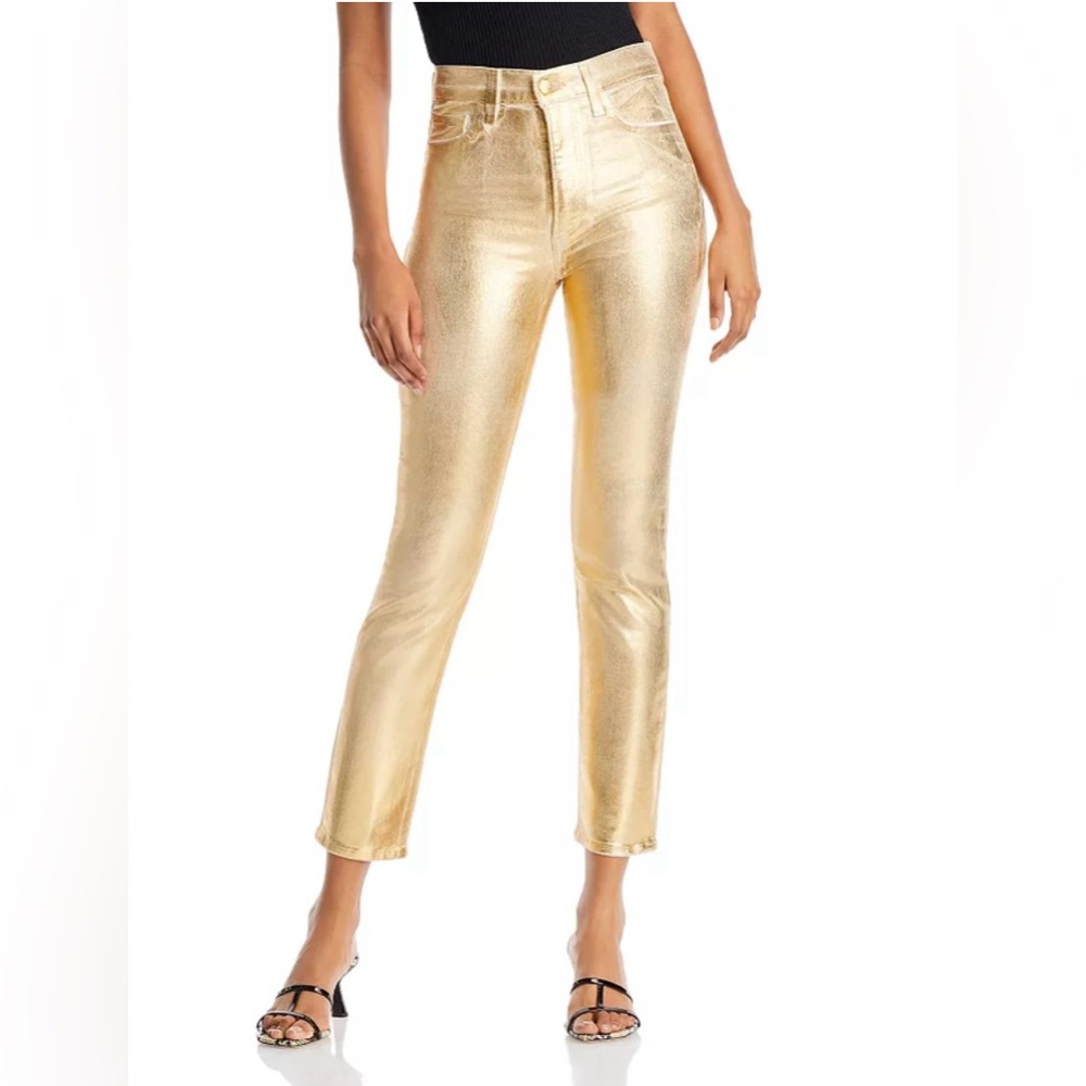 Joe's Jeans Metallic Gold High-Rise Straight Jeans